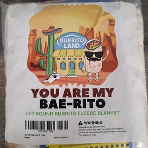 4 Ft Round Burritos Fleece Blankets You Are My Bae-rito - Picture 1 of 5