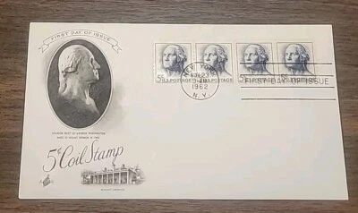 US FDC # 1229 5c Coil Stamps Washington 1962. - Image 1 of 4