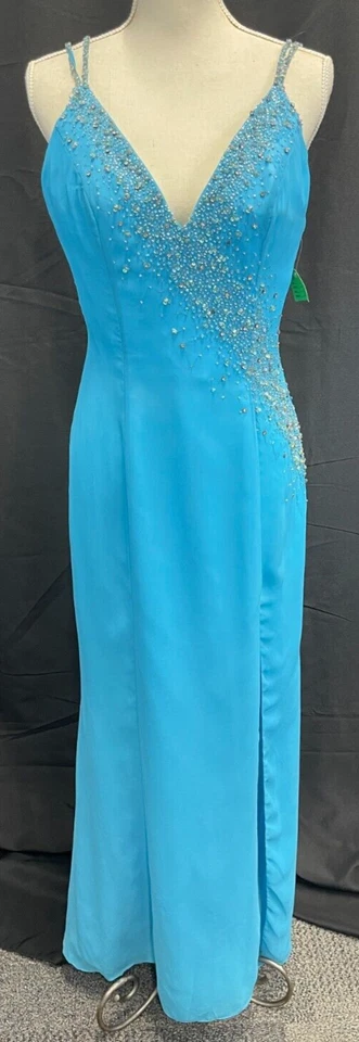 Maxi vestido vintage Night Moves Mermaid Fairy graduación lentejuelas estrás brillantes Y2K Foto 1 de 4