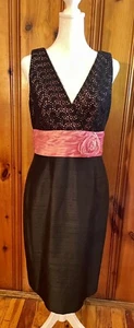 Kay Unger NY Gr. 6 Kleid Cocktail Party schwarz rosa Taft Taille Blume - Bild 1 von 5