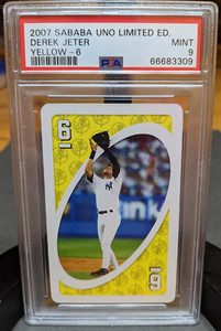 DEREK JETER YANKEES -2007 SABABA UNO CARD LIMITED ED. "YELLOW 6" - PSA 9 (DE18)