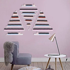 3 Pcs 5 Tier Wall Mounted Nail Polish Display Rack Triangular Display Shelves - Foto 1 di 12