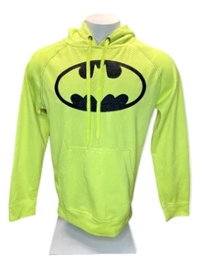 Batman Hoodie Jacket Men Small Neon Yellow wIth Black Pullover Pockets - Picture 1 of 9