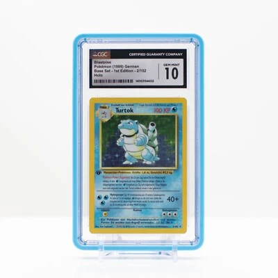 Pokemon Blastoise (Turtok) #2 Holo Base Set German 1st Edition 1999 - CGC 10 - Image 1 of 4