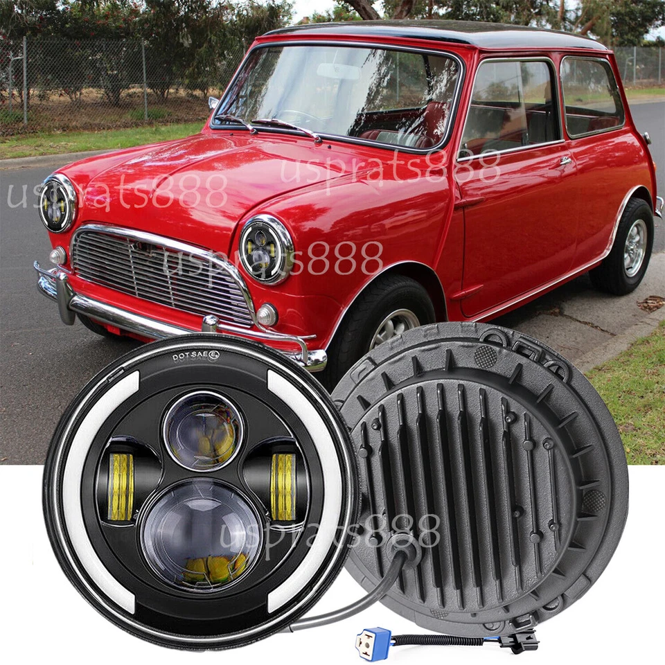 Faro LED Fit Austin Mini Cooper Classic 7" Halo DRL ojo de ángel señal de giro Foto 1 de 4