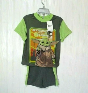 Boy's Star Wars The Mandalorian Size 4 Pajamas Set Shorts Baby Yoda NWT - Picture 1 of 3