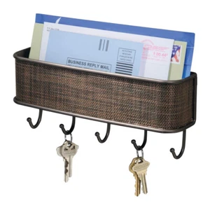 Key Holder for Wall Decorative Wall Mounted Key and Mail Organizer With 5 Hooks - Picture 1 of 10