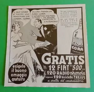Pubblicità aperitivo e concorso Cora 1938 da rivista d'epoca - Foto 1 di 2
