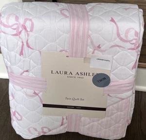 Juego de 2 edredones de algodón Laura Ashley rosa y blanco con arcos dobles - Imagen 1 de 3