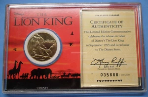 Disney Lion King Simba Medallion 1995 Cased with Numbered Certificate - Picture 1 of 4