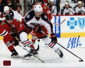 Brandon Saad Columbus Blue Jackets Signed Autographed Action vs Blackhawks 8x10 - Picture 1 of 2