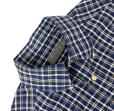 Talbots LS Button Down Dress Shirt Mens M Blue White Gingham Check 100% Cotton - Image 1 of 4