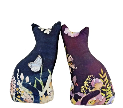 "Lote de 2 almohadas de tela Kate Ward Thacker 13""X 7"" gatos" Foto 1 de 4