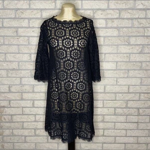 Vestido recto Isaac Mizrahi New York para mujer negro de encaje semi transparente sin forro talla 2 - Imagen 1 de 15