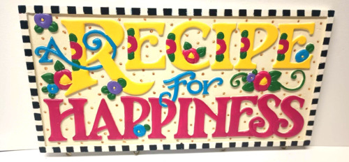 Vintage Mary Engelbreit "Recipe For Happiness" 10 X 5.25 Wall Plaque. No Spoons!