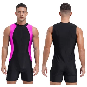 Men Jumpsuit Sleeveless Bodysuit Beachwear Swimwear Bathing Suit Rompers Pool - Picture 1 of 29
