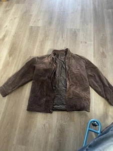 BRANDINI Large LT BROWNISH BEIGE 2 POCKET SUEDE JACKET Inside Pocket 48 IN Chest - Picture 1 of 10