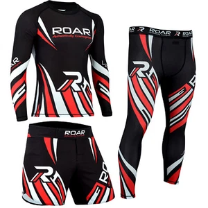 Pantaloncini da allenamento ROAR MMA Grappling Rash Guard & BJJ set NOGI leggings Jiu Jitsu - Foto 1 di 11