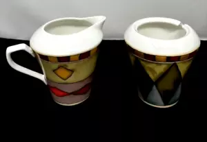 Set of 2 Sasaki Palazzo By Paula Zanger Creamer & Sugar Bowl/No Lid - Picture 1 of 7