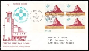 US 1962 New Mexico Statehood Plate Block (1191) First Day Cover . KenBoll Cachet - Picture 1 of 1
