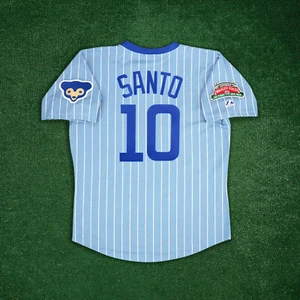Ron Santo Chicago Cubs Men's 1970's Wrigley 100th Blue Away Cooperstown Jersey - Picture 1 of 8