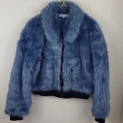 Jaqueta bombardeiro Express X Negin Mirsalehi azul pele sintética tamanho médio - Imagem 1 de 4