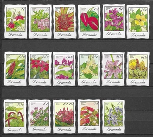 Grenada fleurs série de 17 timbres neufs MNH /TE5732 - Imagen 1 de 1