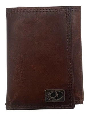 Cartera de Cuero Genuino Roble Mossy-Triplegable con Logo Grabado por Enmon-Nueva Foto 1 de 4