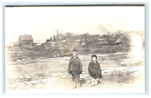 1904-1918 Echt Foto Postkarte von Anita Iowa Bauernhof Szene mit Kindern - Bild 1 von 2
