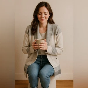 Cardigan aperto davanti Benedetta B. misto lana merino - Taglia L (ottime condizioni) - Foto 1 di 11