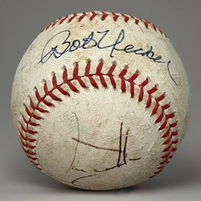 Bob Uecker Signed Autographed Official Rawlings MLB BP Baseball w/ Larry Walker - Image 1 of 4