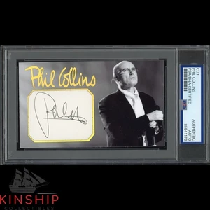 Phil Collins signed Cut 3x5 Custom Card PSA DNA Slab Music Genesis Auto C5044 - Bild 1 von 2