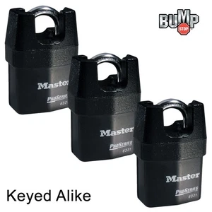 Master Lock High Security Padlocks - (3) Keyed Alike w/ BumpStop 6321NKA-3 - Picture 1 of 3