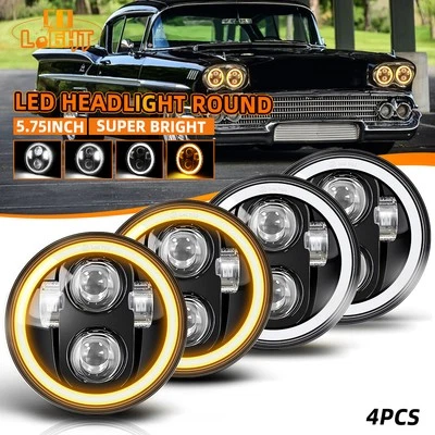 4 peças 5.75 5-3/4" LED halo DRL farol Hi/Lo feixe adequado para Chevy Impala El Camino - Imagem 1 de 4