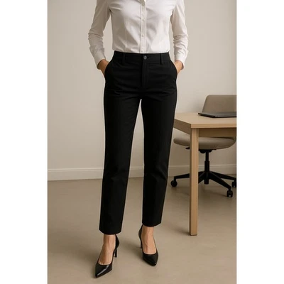 Banana Republic Logan Fit 黑色弹力直筒裤女式 12 码 — 第 1/4 张图片