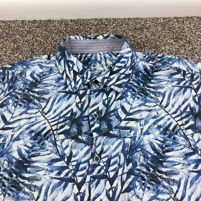 Robert Graham Shirt Broadhollow Watercolor Palm Linen Button Up Mens Large $188 - Image 1 of 4