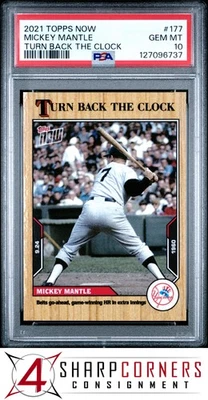 2021 TOPPS NOW TURN BACK THE CLOCK #177 MICKEY MANTLE HOF  PSA 10 - Image 1 of 3
