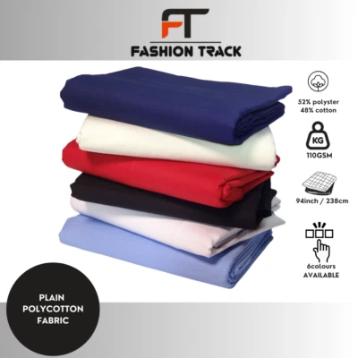 FASHION TRACK Poly Baumwolle Blatt Stoff Extra Breit Breite 94" 240cm Uni Handarbeit Quilt/Bettwäsche