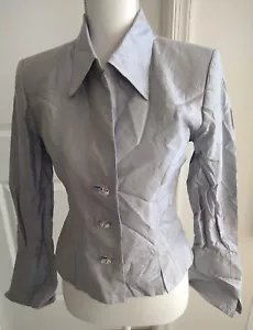 Vintage JS Collections Evening Blazer Crinkle Top Sparkling Gem Buttons 8 Formal - Picture 1 of 13