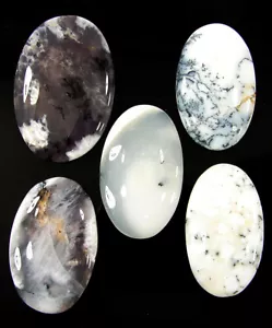 166.90 Ct Natural Dendrite Opal 33-39 mm Loose Gemstone Cabochon 5 Pcs Lot-62481 - Picture 1 of 5