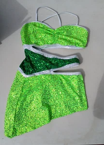 Dance Jazz Ballet Green Sequin Costume Outfit Size ASX by Reverence - Picture 1 of 3