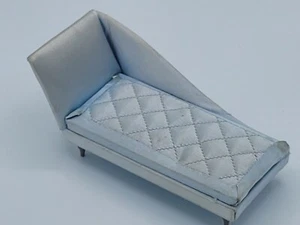 Vtg Ideal Petite Princess Dollhouse Blue Satin Boudoir Chaise Lounge Miniature B - Picture 1 of 6