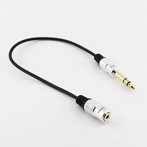 1x 6.35mm 1/4" Male to 3.5mm 1/8" Female Stereo Metal head Mic Audio Cable 1FT - Picture 1 of 6