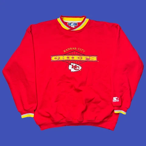 Vintage 90s Kansas City Chiefs STARTER Pullover Crewneck NFL Sweatshirt Sz XXL Cover