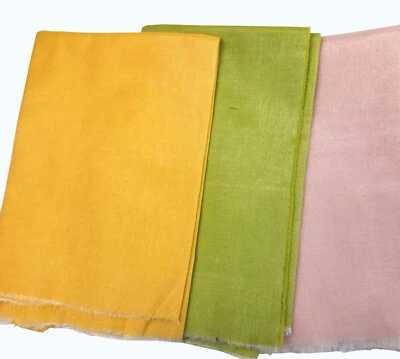 Sheer shiny cotton Fabric Bundle In Pink Green & Yellow  Light Material For Craf - Image 1 of 4