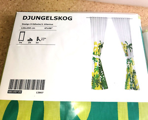 Ikea Djungelskog Curtains w/Tie Back (2 Panel) Monkey Green Size 47x 98"