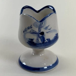 Delft Hand Painted Egg Cup - Windmill Holland - Vintage - Picture 1 of 6