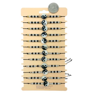 Yin Yang Kristall Kordelzug Freundschaftsarmbänder - Großpackung 12 Stück - Bild 1 von 2