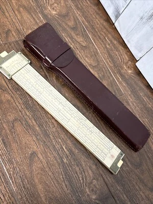 Frederick Post Co. Versalog Slide Rule 1460 Hemmi 日本带棕色皮革保护壳 — 第 1/4 张图片