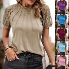 Women's T Shirts Loose Fitting Short Sleeve Blouses Color Block Print Tunic Tops